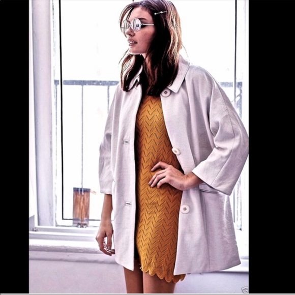 Free People White Textured Vegan Leather Button Down Car Coat S - Picture 2 of 13